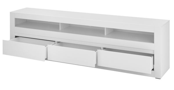 TV-Lowboard Derby in wei� matt und Evoke Eiche TV-Unterteil 217 cm, Soft-Close-Funktion