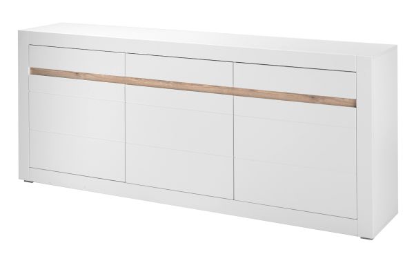 Sideboard Derby in wei� matt und Evoke Eiche Kommode 217 x 90 cm, Soft-Close-Funktion