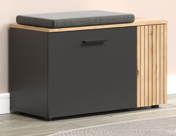 Garderobe Sitzbank Avila in grau und Evoke Eiche Garderobenbank und Schuhschrank 80 cm