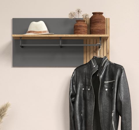 Garderobenpaneel Avila in grau und Evoke Eiche Wandgarderobe 80 x 40 cm