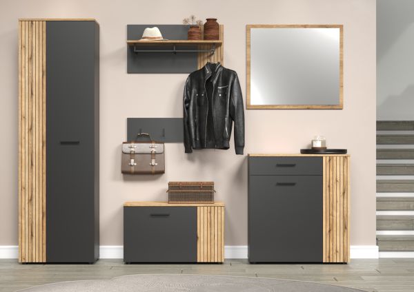 Garderobenleiste Avila in grau Wandgarderobe 80 x 20 cm