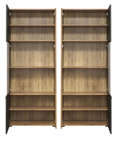 Vitrine Avila in grau und Evoke Eiche Vitrinenschrank 80 x 195 cm