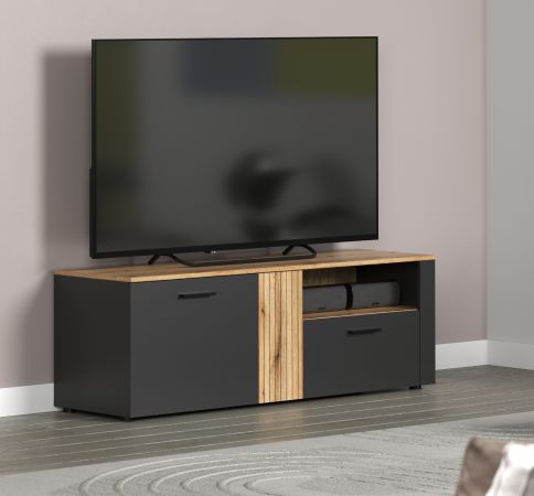 TV-Lowboard Avila in grau und Evoke Eiche TV Unterteil 150 cm