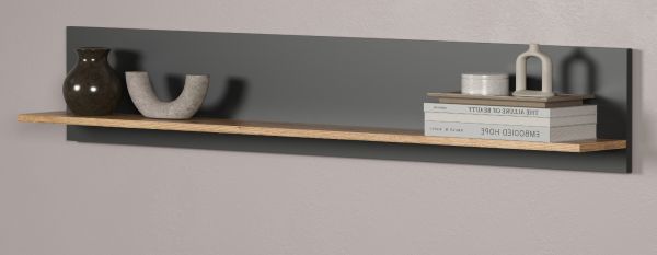 Wandboard Avila in grau und Evoke Eiche Wandregal 150 x 25 cm
