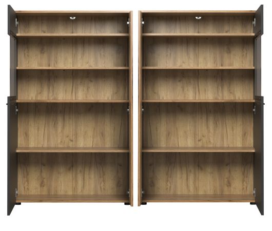 Wohnwand Avila in grau und Evoke Eiche Schrankwand 4-teilig 340 cm