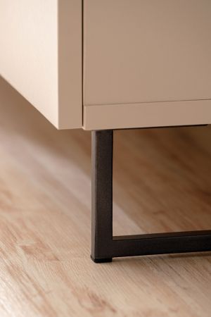 Wohnwand Laelia in Sand matt und Artisan Eiche 280 cm Schrankwand inklusive LED Beleuchtung, Push-to-Open