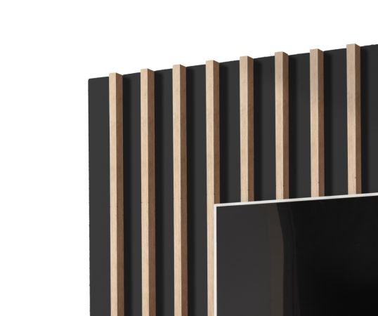 Wohnwand Pearl in Jackson Eiche und schwarz Schrankwand 220 cm inklusive LED Beleuchtung, Push-to-Open