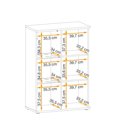 Vitrine Morgan in schwarz und Jackson Eiche Highboard mit 3D-Lamellen inkl. LED