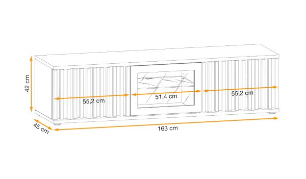 TV-Lowboard Morgan in schwarz und Jackson Eiche TV Unterteil mit 3D-Lamellen inkl. LED 163 cm