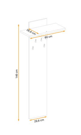 Garderobenpaneel Collin in Jackson Eiche Wandgarderobe 60 x 146 cm