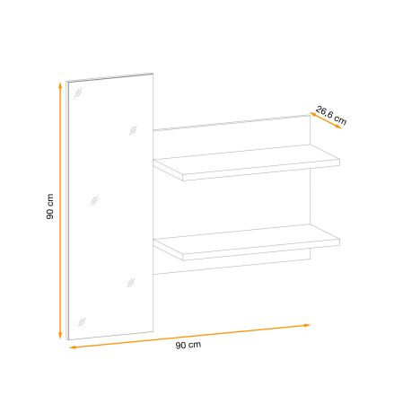 Garderobenspiegel Collin in Jackson Eiche Flur Spiegel mit Ablage 90 x 90 cm