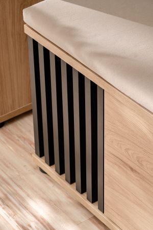 Garderobe Sitzbank Collin in Jackson Eiche und schwarz Garderobenbank mit 3-D Lamellen 60 cm