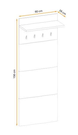 Garderobenpaneel Collin in Jackson Eiche Wandgarderobe 60 x 156 cm