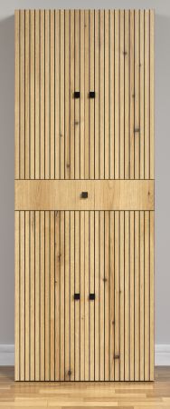 Badezimmer Hochschrank Feliz in Evoke Eiche und grau Badschrank 70 x 186 cm