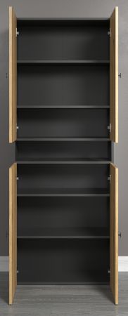 Badezimmer Hochschrank Feliz in Evoke Eiche und grau Badschrank 70 x 186 cm