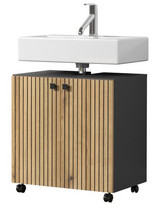 Waschbeckenunterschrank Feliz in Evoke Eiche und grau Badschrank 60 cm