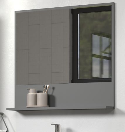 Badezimmer Spiegel Feliz in grau Badspiegel mit Ablage 80 cm