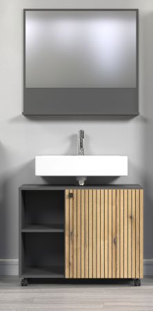 Badezimmer Spiegel Feliz in grau Badspiegel mit Ablage 80 cm