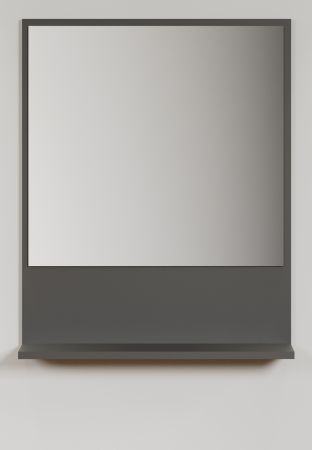 Badezimmer Spiegel Feliz in Grau, Wandspiegel mit Ablage 60 x 74 cm