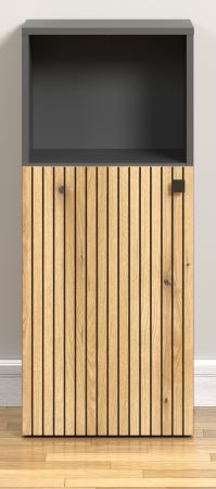 Badezimmer Kommode Feliz in Evoke Eiche und Grau, Badschrank 40 x 95 cm
