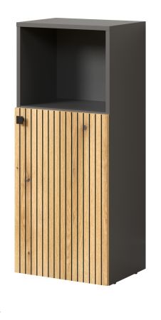 Badezimmer Kommode Feliz in Evoke Eiche und Grau, Badschrank 40 x 95 cm