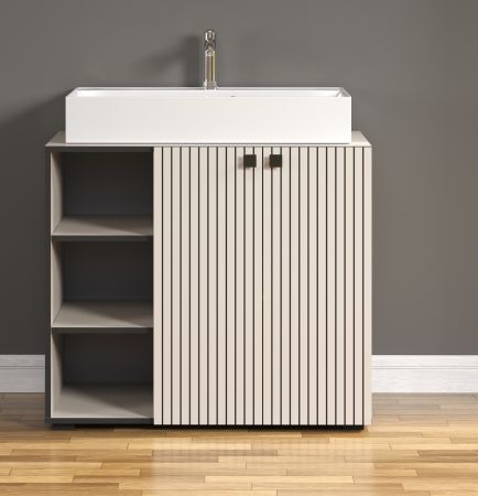 Waschtisch Set Feliz in Kaschmir Grau Komplett-Set mit Waschbecken 90 cm