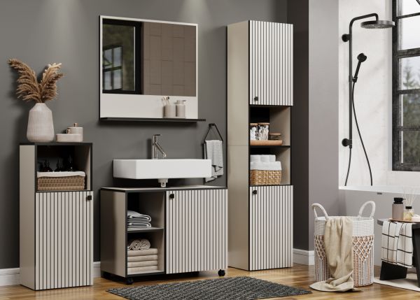 Waschtisch Set Feliz in Kaschmir Grau Komplett-Set mit Waschbecken 90 cm