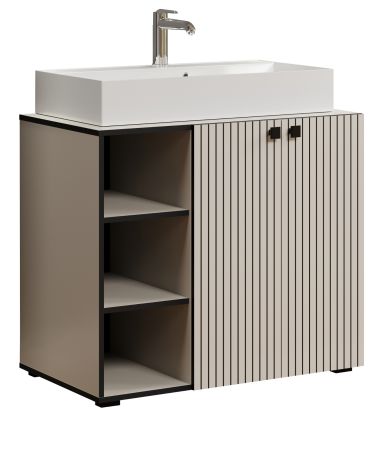 Waschtisch Set Feliz in Kaschmir Grau Komplett-Set mit Waschbecken 90 cm