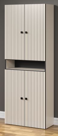 Badezimmer Hochschrank Feliz in Kaschmir Grau Leistenoptik, Badschrank 70 x 186 cm