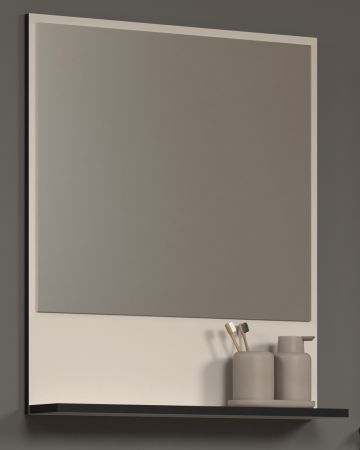 Badezimmer Spiegel Feliz in Kaschmir / Grau, Wandspiegel 60 x74 cm mit Ablage
