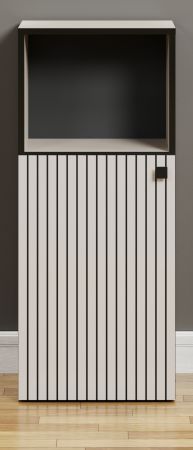 Badezimmer Kommode Feliz in Kaschmir Grau mit Leistenoptik, Badschrank 40 x 95 cm