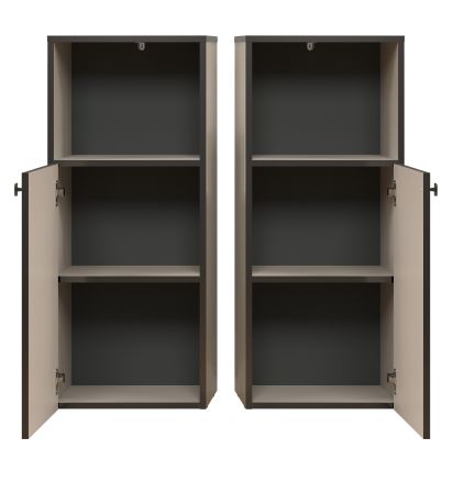 Badezimmer Kommode Feliz in Kaschmir Grau mit Leistenoptik, Badschrank 40 x 95 cm