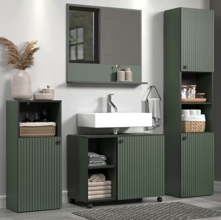 Badm�bel Set Feliz in gr�n Badkombination 4-teilig 180 x 186 cm