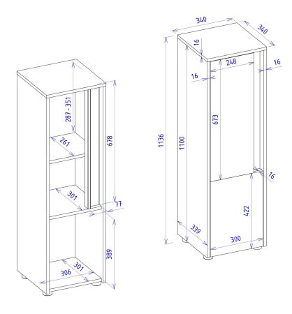 Badezimmer Midischrank Center in grau matt und Wotan Eiche Badm�bel Kommode 34 x 114 cm