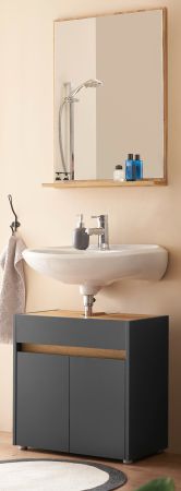Badm�bel Set 2-teilig Center in grau matt und Wotan Eiche Badkombination 60 cm