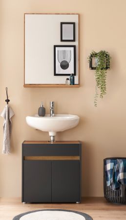 Badm�bel Set 2-teilig Center in grau matt und Wotan Eiche Badkombination 60 cm