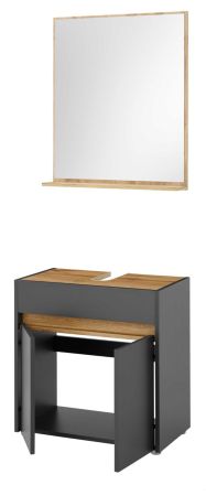 Badm�bel Set 2-teilig Center in grau matt und Wotan Eiche Badkombination 60 cm