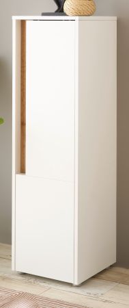 Badezimmer Midischrank Center in wei� und Wotan Eiche Badm�bel Kommode 34 x 114 cm