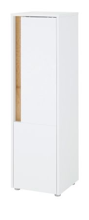 Badezimmer Midischrank Center in wei� und Wotan Eiche Badm�bel Kommode 34 x 114 cm