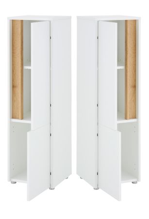 Badezimmer Midischrank Center in wei� und Wotan Eiche Badm�bel Kommode 34 x 114 cm