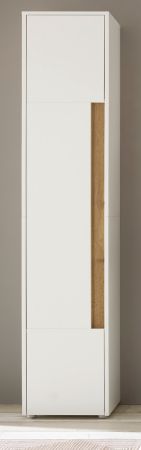 Badezimmer Hochschrank Center in wei� und Wotan Eiche Badschrank 34 x 200 cm