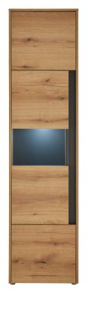 Vitrine Center in Evoke Eiche und grau Vitrinenschrank 50 x 197 cm