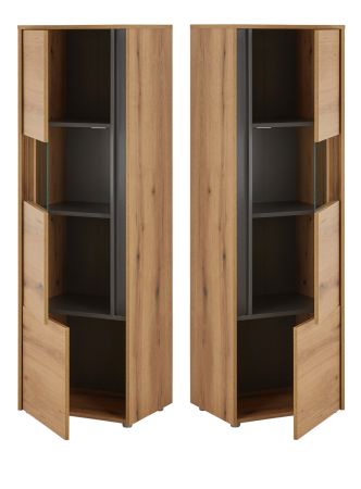 Vitrine Center in Evoke Eiche und grau Vitrinenschrank 50 x 155 cm