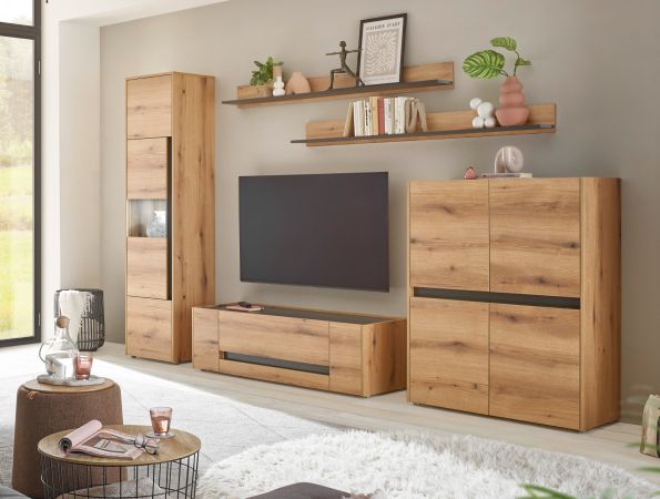 TV-Lowboard Center in Evoke Eiche und grau TV-Unterteil 140 cm