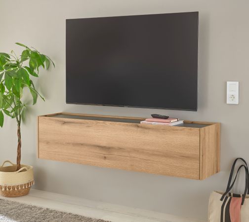 TV-Lowboard Center in Evoke Eiche und grau TV-Unterteil h�ngend 150 cm H�ngeschrank