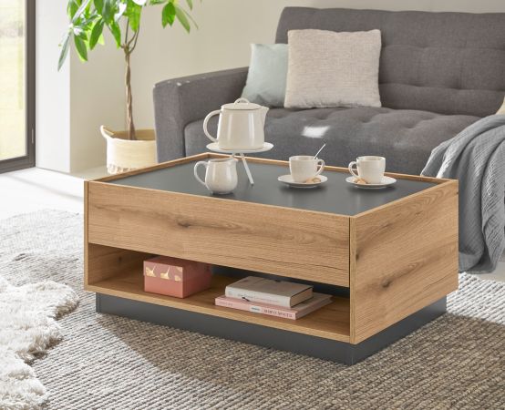 Couchtisch Center in Evoke Eiche und grau Beistelltisch 90 x 60 cm
