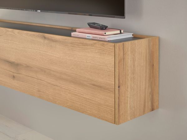 Wohnwand Center in Evoke Eiche und grau Set 4-teilig mit XXL-TV-Schrank 400 cm