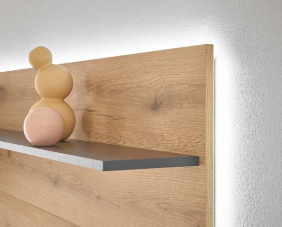 Wohnwand Center in Evoke Eiche und grau Set 4-teilig mit XXL-TV-Schrank 400 cm