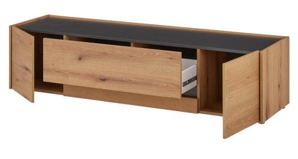 Wohnwand Center in Evoke Eiche und grau Wohnkombination Set 4-teilig 310 cm
