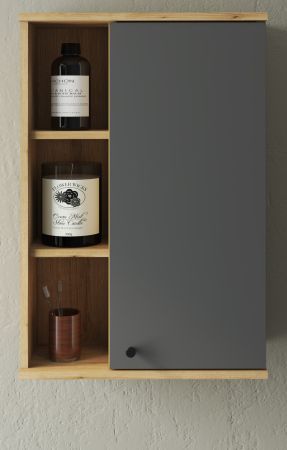 Badezimmer H�ngeschrank Torsby in grau und Evoke Eiche Badschrank h�ngend 51 x 75 cm